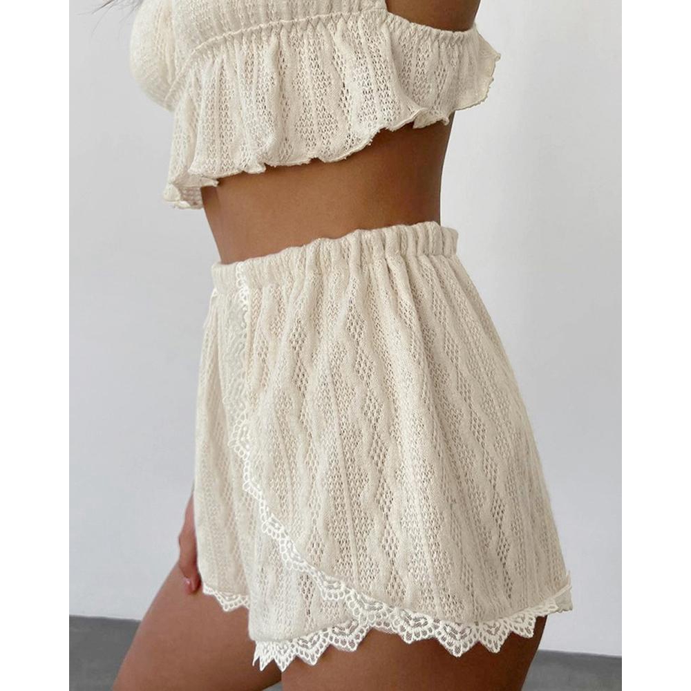 ลูกไม้ Trim Ruffle Hem Cable T - Cami Top Lace บทวิจารณ์และราคา