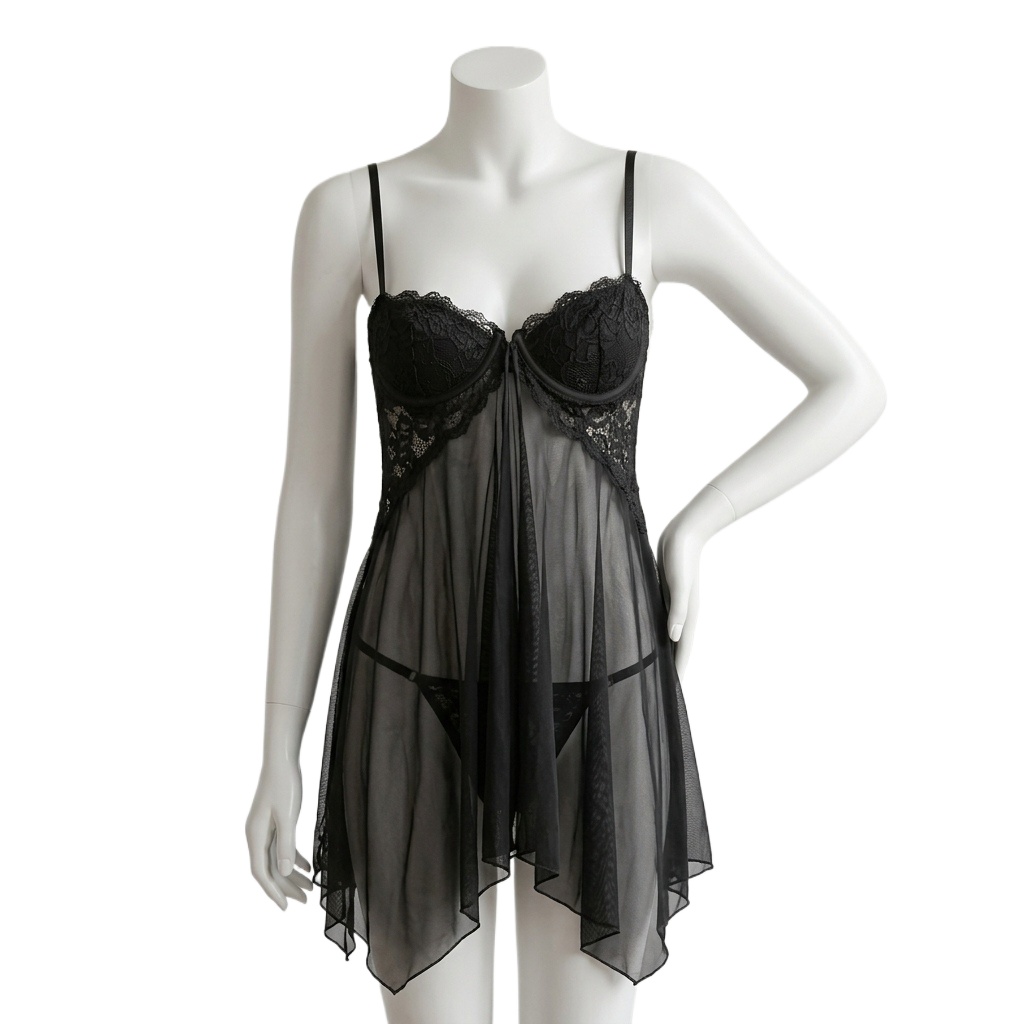 ชุดนอนซีทรูผ้าลูกไม้สำหรับผู้ห - Babydoll Chemise Night บทวิจารณ์และราคา